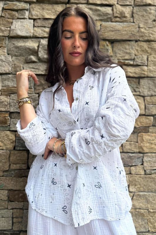 Cala Cushion Cotton Bandana Relaxed Shirt White